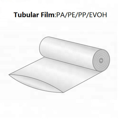 ฟิล์มบรรจุกระเป๋าสะอาดแบบยืดหยุ่น Tube Roll Tubular PA PE พลาสติกฟิล์มขยายอาหาร