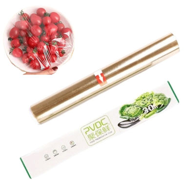 ดี ปลอดภัย 30cm*15m PVDC ผนังม้วนติดอาหารสําหรับแซนวิช อุณหภูมิภายใน 140 oC